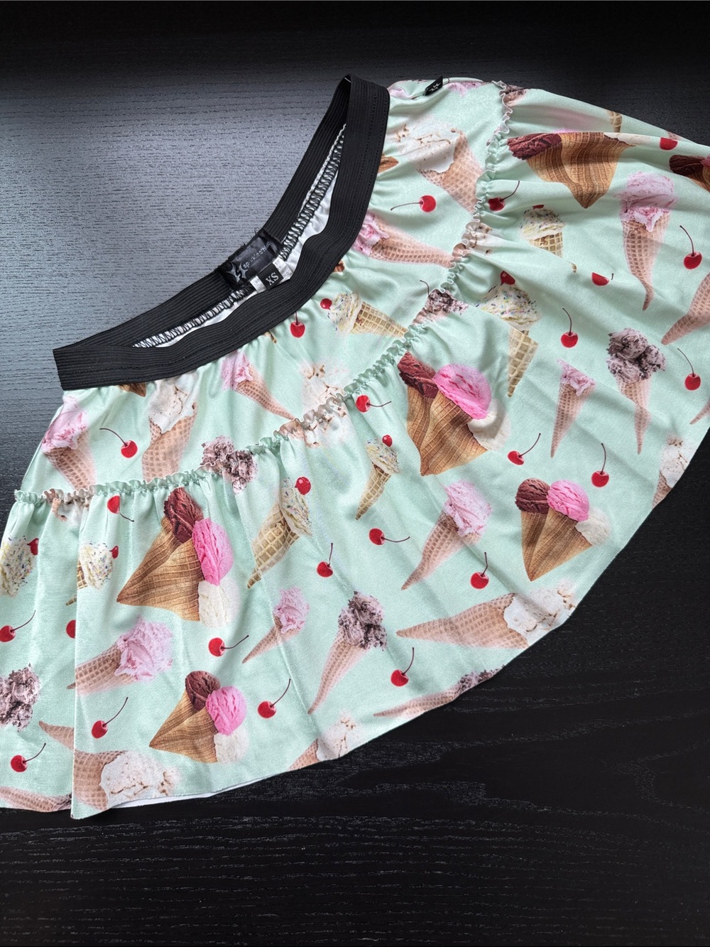 Sparkle Athletic - Ice Cream Cone Print Mini Skirt - Mint & Pink - XS